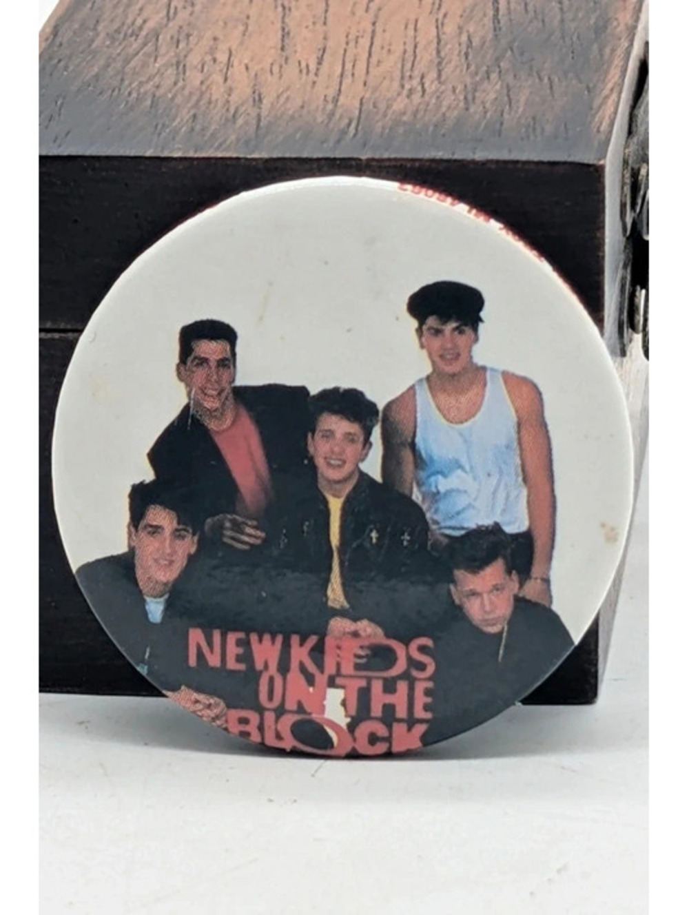 Vintage 1989 New Kids on the Block Pinback Button Band Group Photo 1.5” NKOTB